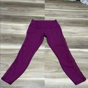 Lululemon purple leggings with lace up mesh sides, size 8